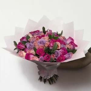 Ramo de 50 rosas lila, rosa y fucsia: imagen 3