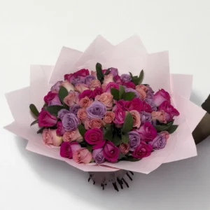 Ramo de 50 rosas lila, rosa y fucsia: imagen 2