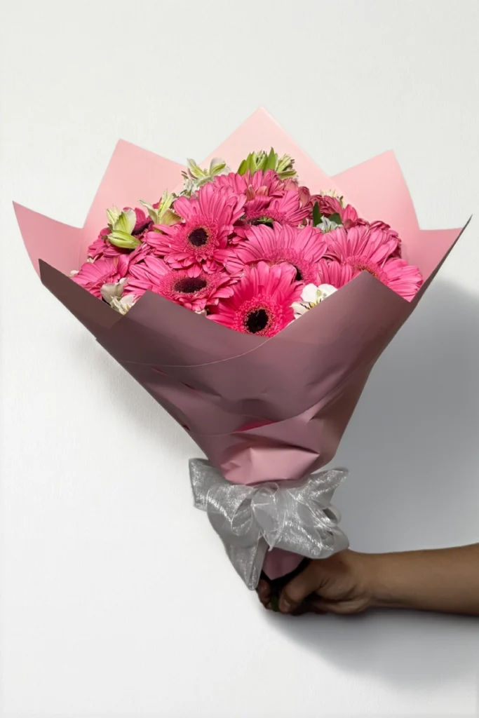 Ramo de 12 gerberas rosas