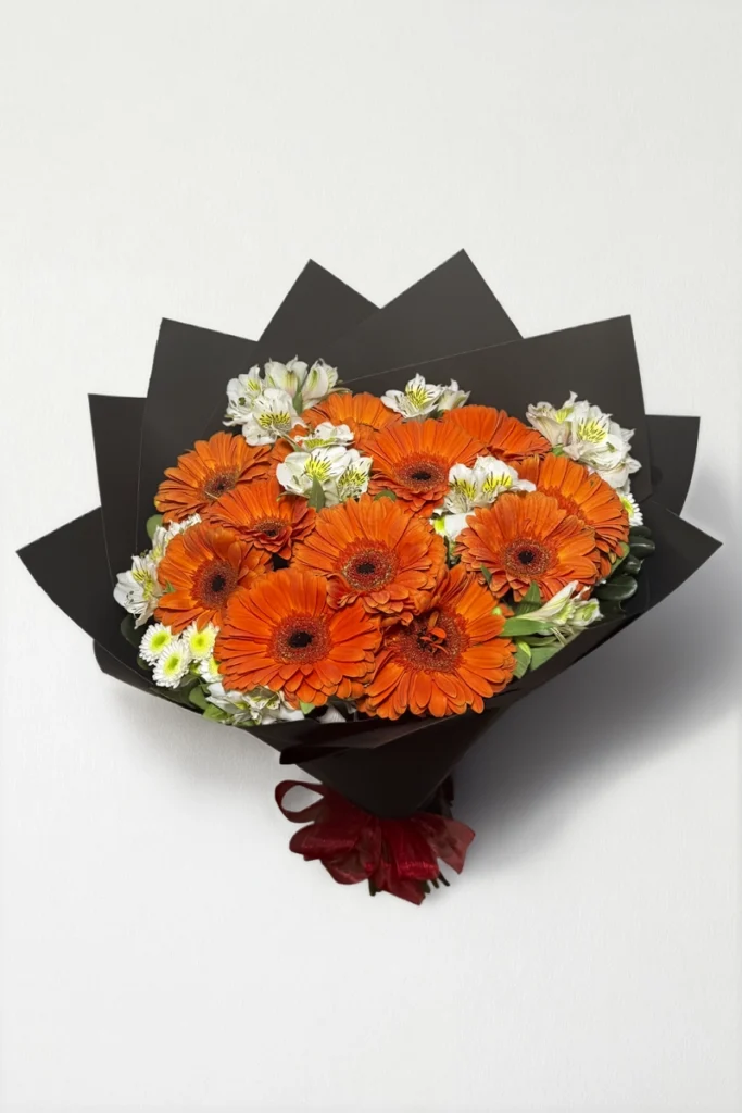 Ramo de 12 gerberas naranja