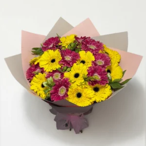 Ramo de 20 gerberas amarillas y fucsia: imagen 3
