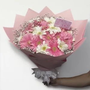 Ramo de 20 gerberas blanco y rosa: imagen 2