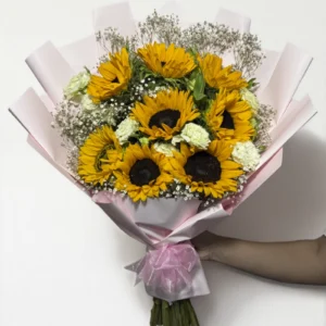 Ramo de 10 girasoles con lisianthus: imagen 3