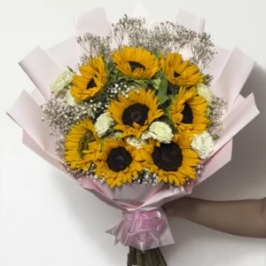 Ramo de 10 girasoles con lisianthus: imagen 2