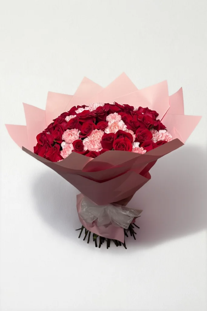 Ramo de 50 rosas con clavel
