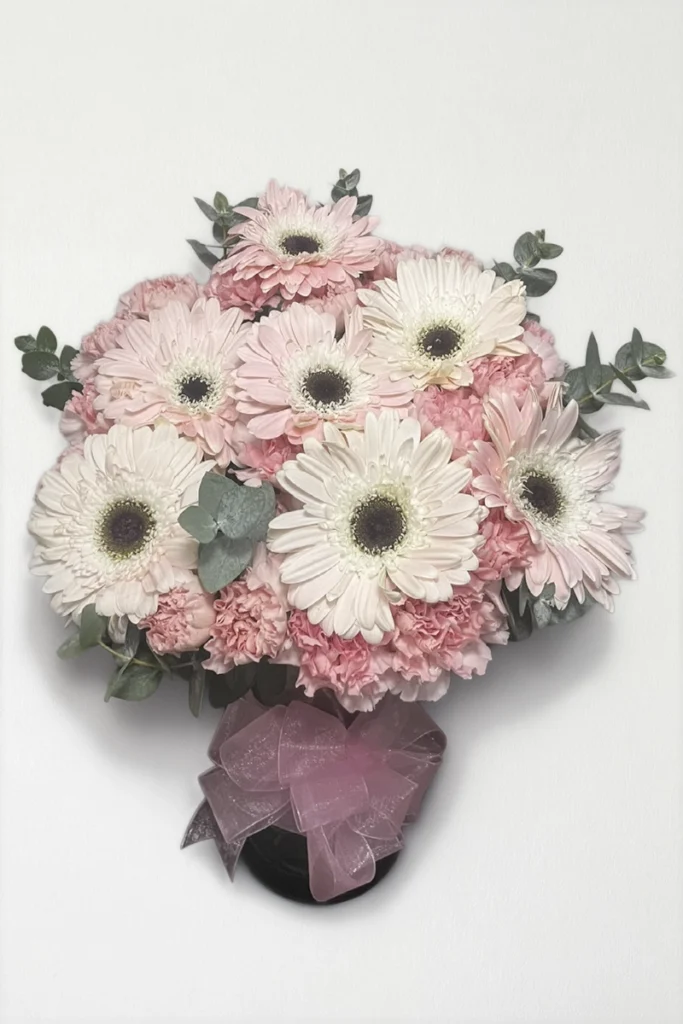 Arreglo de gerberas con claveles